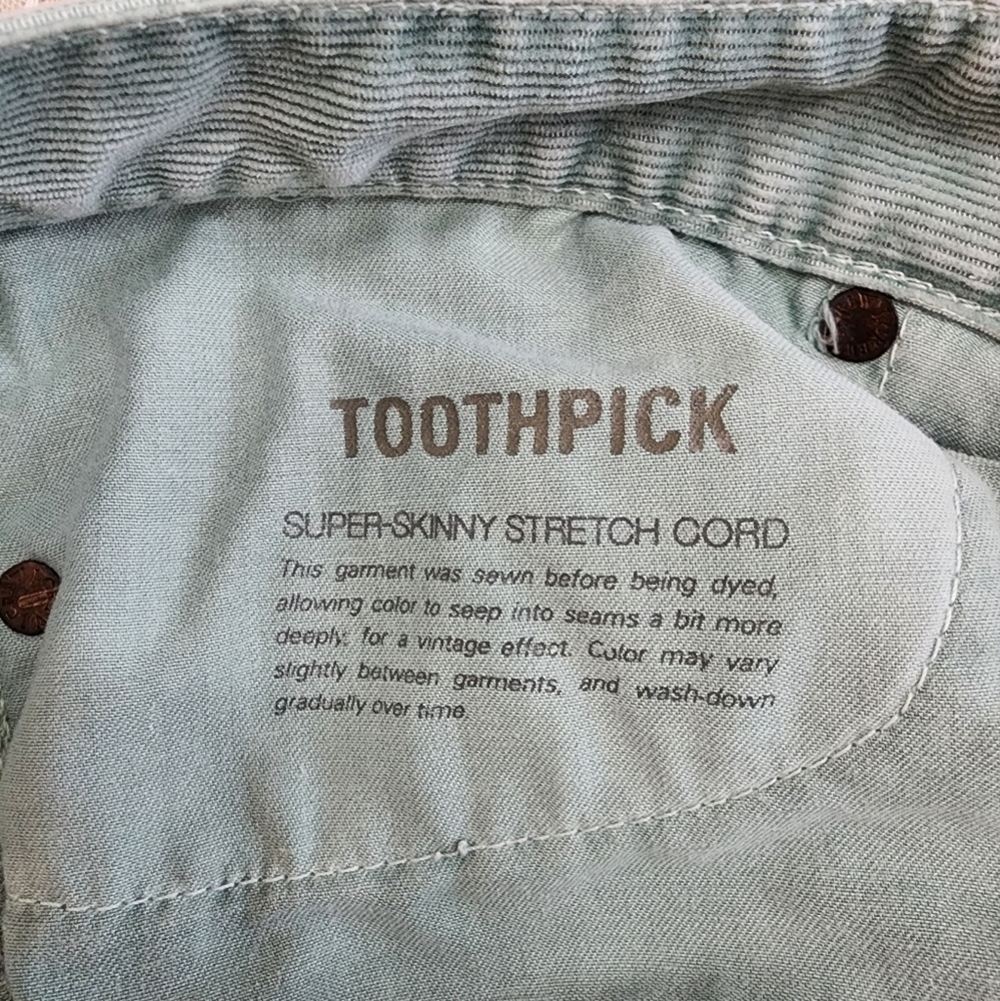 J crew size 31 toothpick pants super skinny stretch cord sage green corduory - Picture 8 of 8